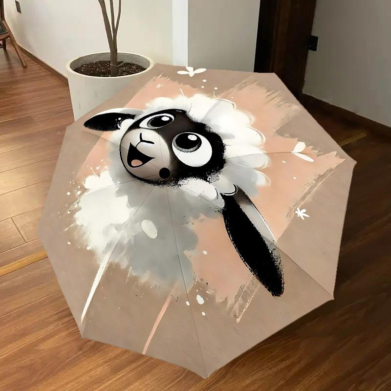 1PC Sheep Flower Automatic Open/Close Umbrella with Windproof, 8-Rib Sturdy Canopy, Durable Ribs, Fashionable Design1328A