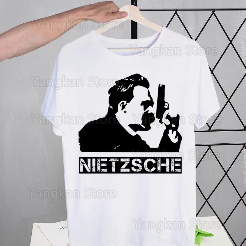Gott ist tot Friedrich Nietzsche Nihilist T-Shirts Tees Shirt Tops Design Kurzärmlig Harajuku Mann Ästhetisch Anime T-Shirt