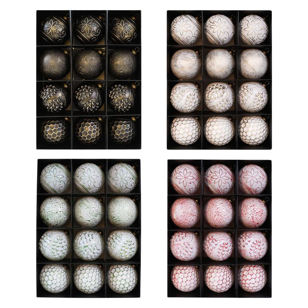 12 Pieces 3.15inch Christmas Hanging Balls Thoughtful Gift Multipurpose Traditional Lightweight for Home Party Vintage Design