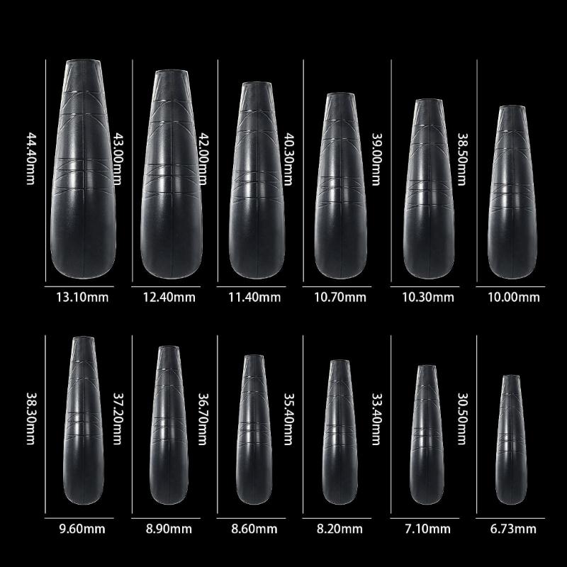 Clear Nail Extensions for Women Professional Long Transparent Acrylic Tips with Measuring Scale Full Cover False Nail