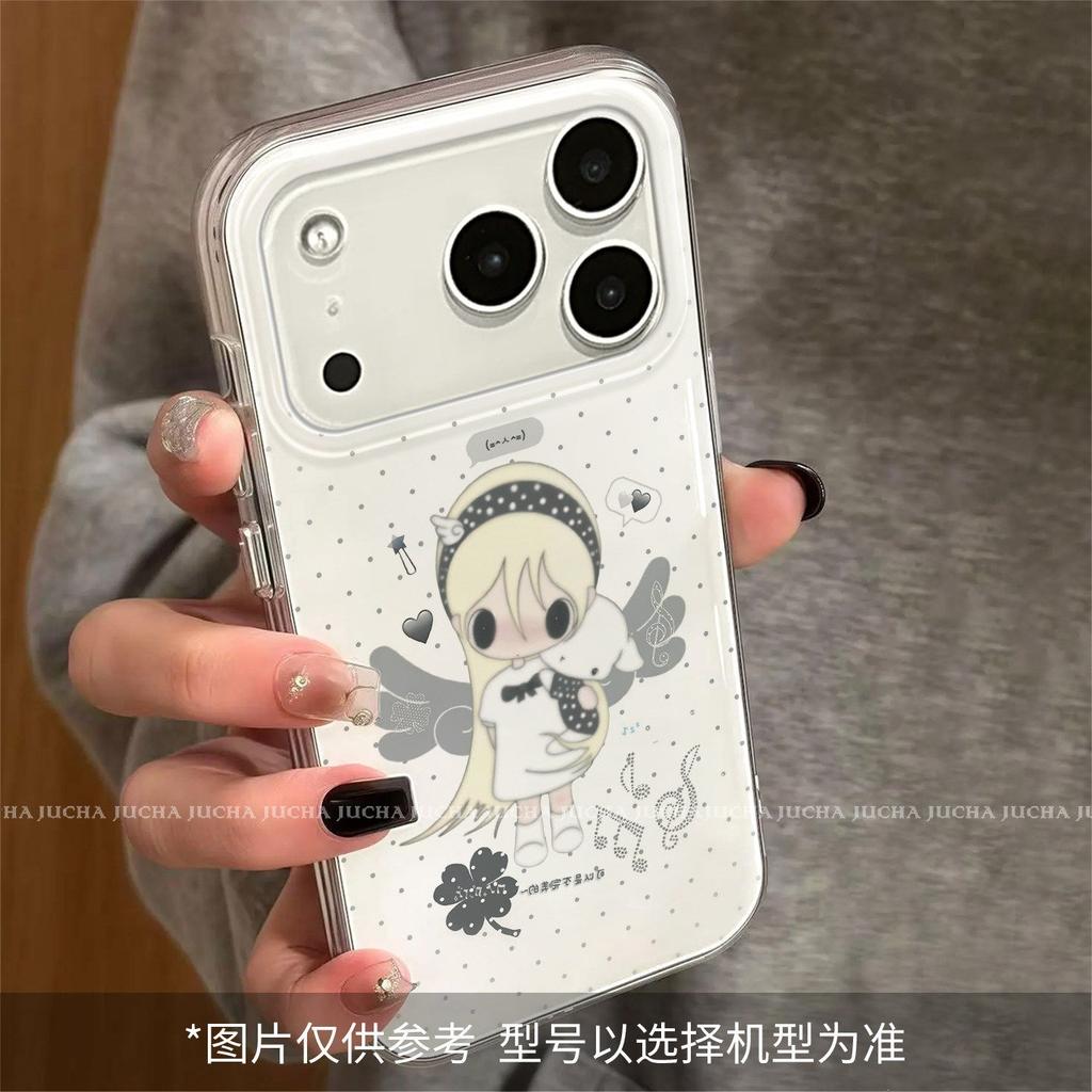 Applicable iPhone 11 case por fun cartoon iphone11 Korean ins premium sense 11 black angel girl