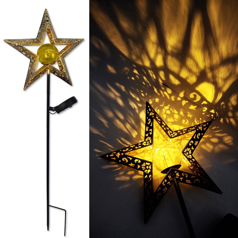 Antique Iron Art Solar Garden Lights: Moon & Sun Design Landscape Spotlight