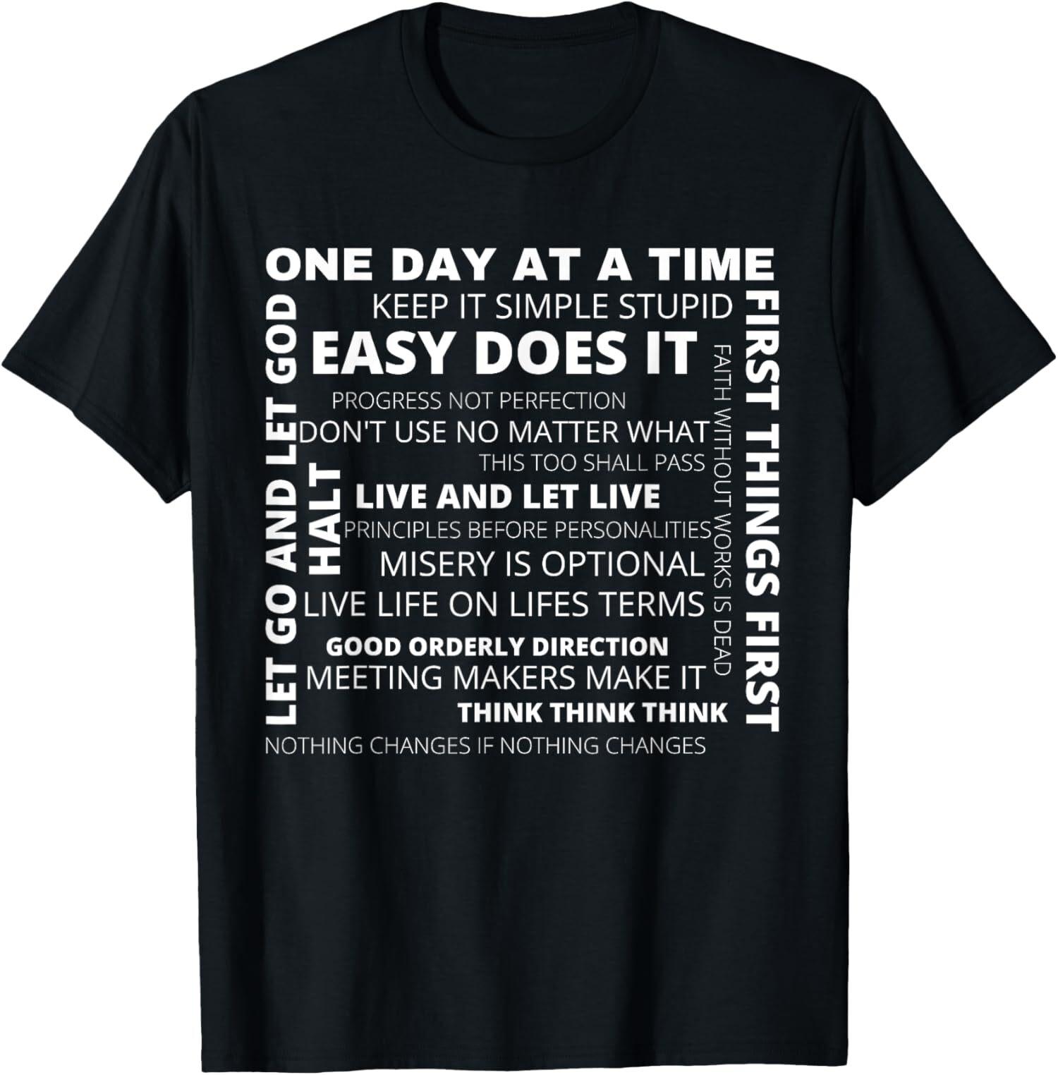 NEW LIMITED Recovery AA Sayings And Slogans One Day At A Time NA T-Shirt XXL