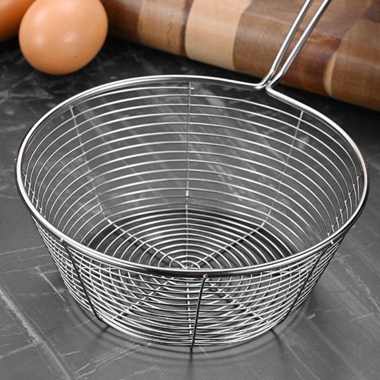 Stainless Steel Deep Skimmer with Wire Mesh Heavy-Duty Slotted Spoon for Frying Dumplings Noodles Rust-Proof Dishwasher Safe Essential Kitchen Tool