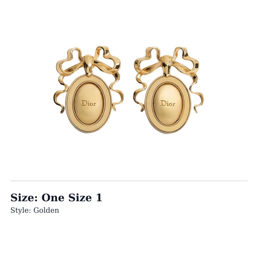 DIOR Gold Finish Metal Earrings Women`s