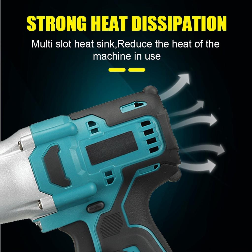 800N.m High Torque Cordless Brushless Electric Impact Wrench 1/2 Inch Power Tools with 2pcs 3.0AH Rechargeable Battery New