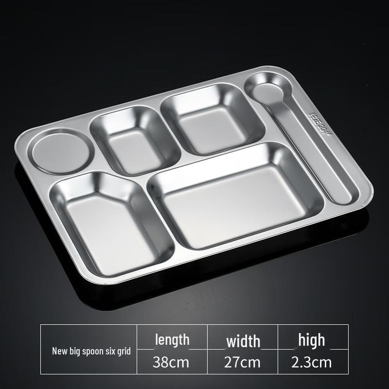 304 Stainless Steel 6-Grid Divided Meal Tray