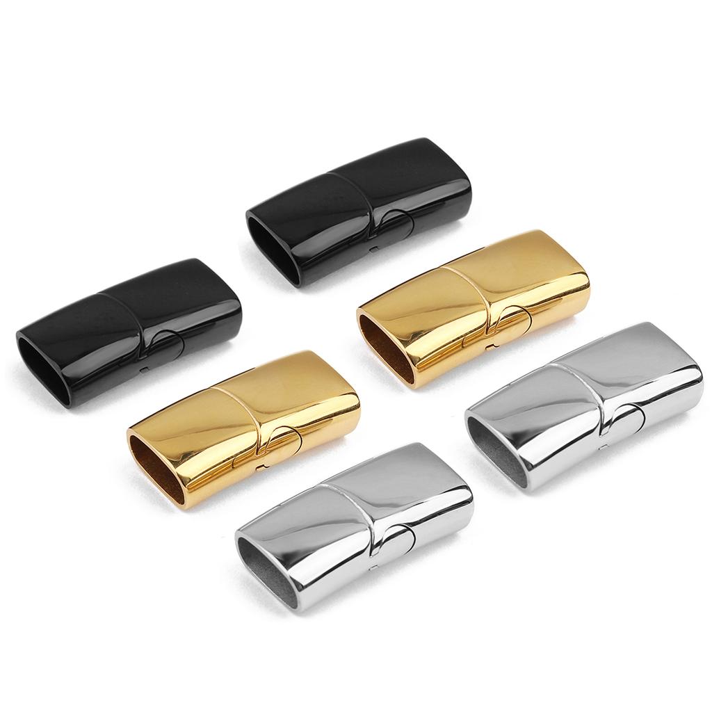 Jewelry Findings Leather Bracelet Clasp DIY Magnet Hook Rhodium Magnetic Clasp Flat Hole 15*3mm