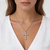 Sweet Cool Hip Hop Zircon Cross Necklace Titanium Steel Necklace Does Not Fade Hip Hop Gothic Men'S Necklace