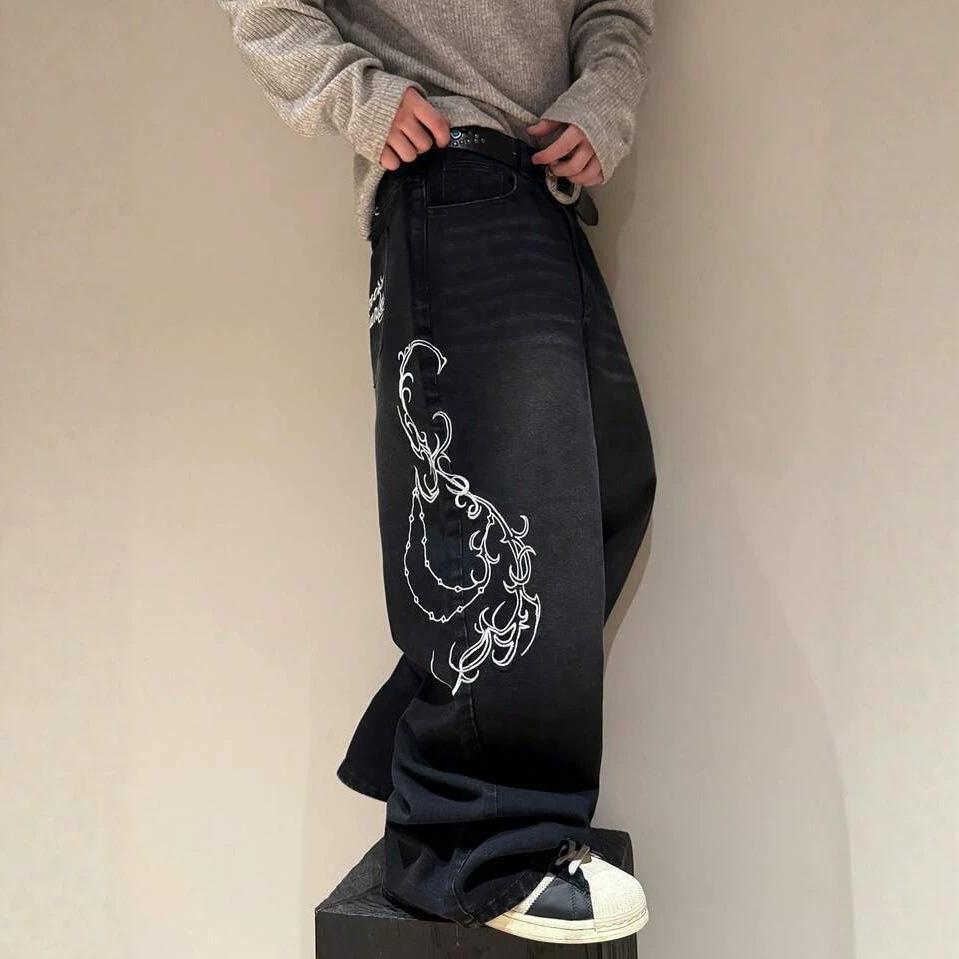 Men's Four Seasons Jeans New Loose Youth American Retro Embroidered Jeans