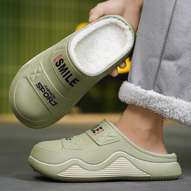 Varm vinter bomullssko dame varm pels hjemmetøfler EVA sklisikre plysj tøfler innendørs par tykk såle fottøy lysbilder