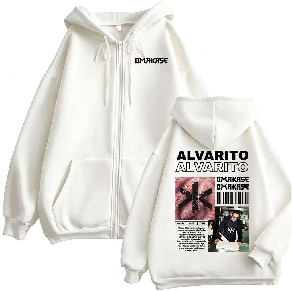 Omakase Alvaro Diaz Tour Bluzy Rozpinane z Kapturem Męskie Damskie Codzienne Oversize Kurtki Bluzy Swetry