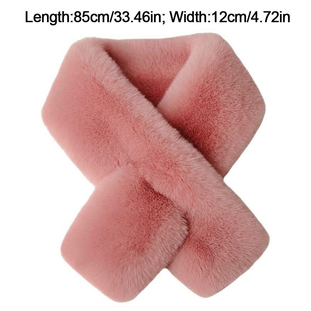 Verdickter Kreuzschal Plüsch-Halswickel Winter Warm Kunstkaninchenfellschal Herbst Winter