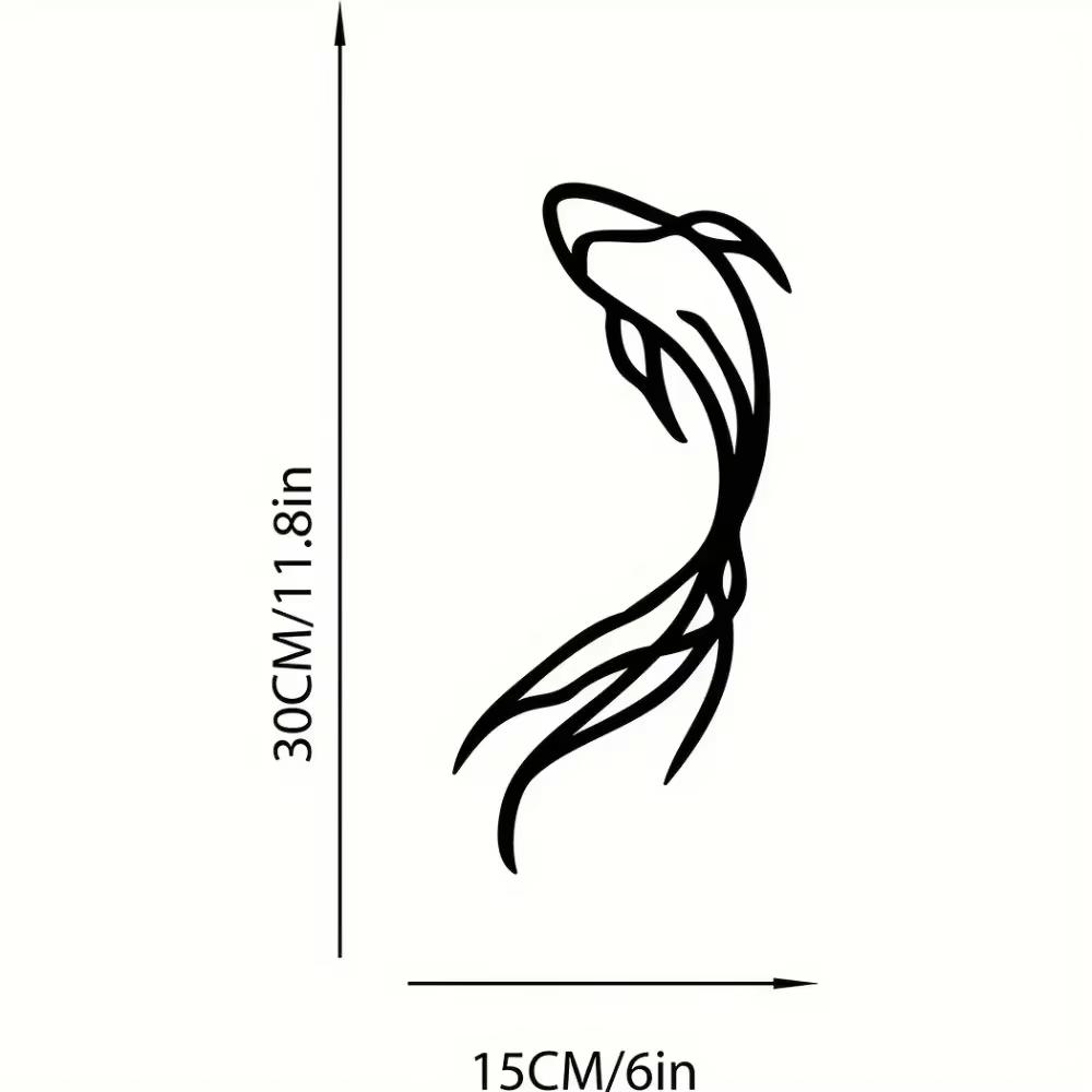 Escultura de Metal Peixe Feng Elegante 1 peça Obra-prima Minimalista de Arte de Linha Linda Decoração de Parede de Metal e Arte de Peixe Betta Abstrato