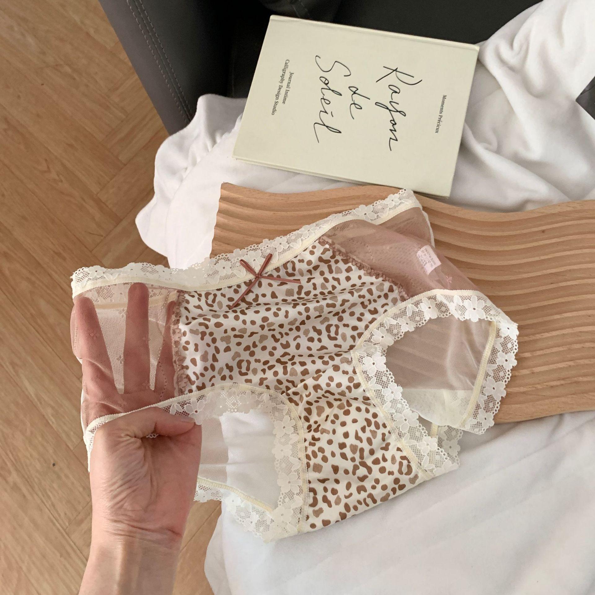 

Lady Summer Sexy Leopard Lace See-through Mesh Pure Desire Naked Feeling in Waist Triangle Briefs L розовый