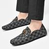 0022 Men'S Shoes Loafer Leather Shoes One-Pedal Flat-Soled Casual Doudou Shoes Spring Low-Top Foot Plaid Cowhide Surface Single Shoes