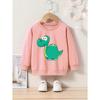 Kids Dinosaur Graphic Crew Neck Sweatshirt - Casual Pullover with Applique, Regular Fit, Slight Stretch - Perfect for Spring/Fall Season