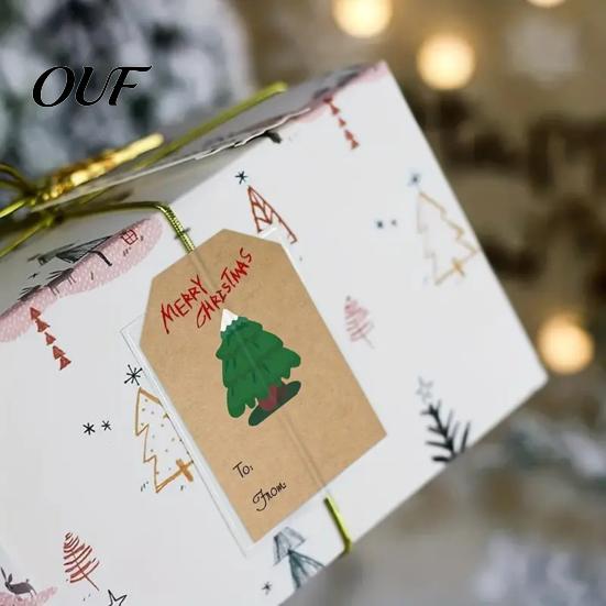 Present Sealing Stickers 250PCS/Roll Christmas Tags, Self Adhesive Labels with Writing Surface, Writable Seasonal Packaging for Decorative Envelopes