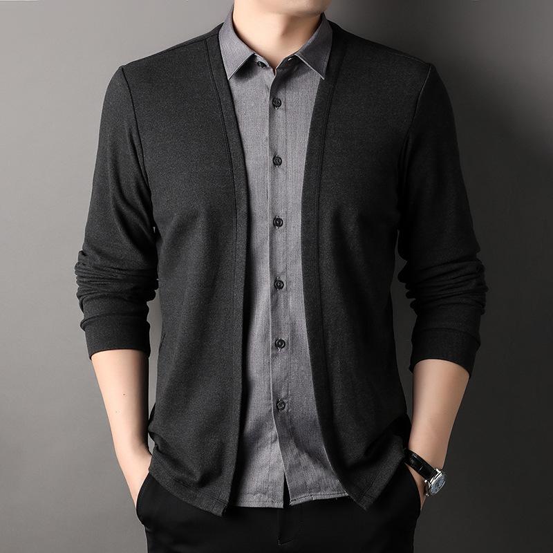 

Men’s Casual Two-in-One Shirt Collar Knit Cardigan 130/190/4XL