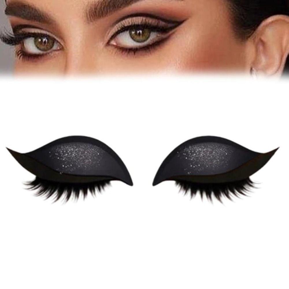2 Pairs Self-Adhesive 3-in-1 Eye Makeup Sticker Reusable Party Makeup Stickers  Female
