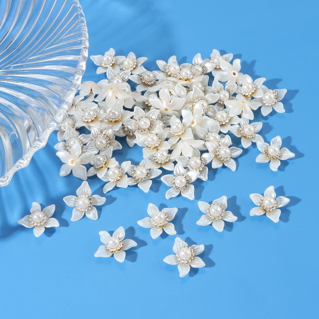 New 50pcs oversized gold background with diamond pearl flowers, DIY earrings, necklaces, headwear, jewelry making crafts