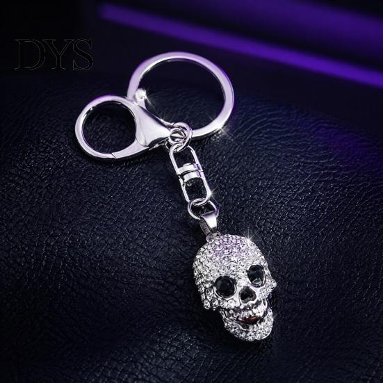 Unisex Keyring Bling Rhinestone Skull Keychain, Halloween Gothic Keychain Pendant, Handbags Backpacks Purse Charm Accessory Decorative Key Chain