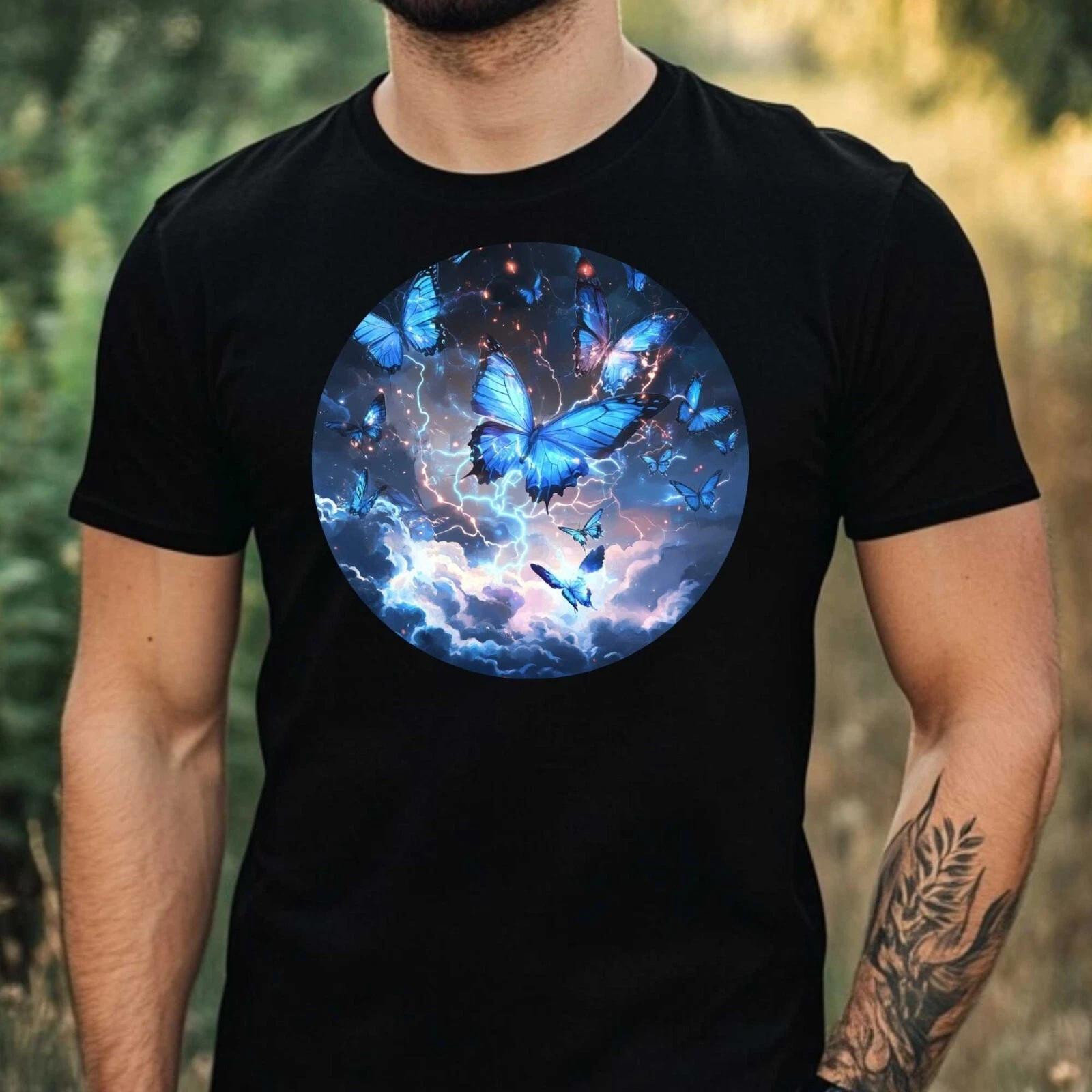 T-Shirt Herren Schmetterlinge mit Blitze Motiv Baumwolle Größe XS bis 5XL XXL