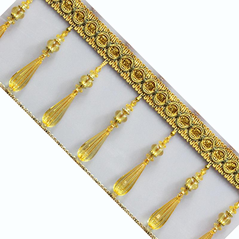 1M Gardinkvastar Kristallpärlats Spetsfrans DIY Gardinsömnad Trim Kvastkant Band Kläddekorationstillbehör Ny