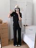 Korean Style Embroidered T-shirt & Wide-Leg Pants Two-Piece Set - Women's Summer Fashion Sportswear