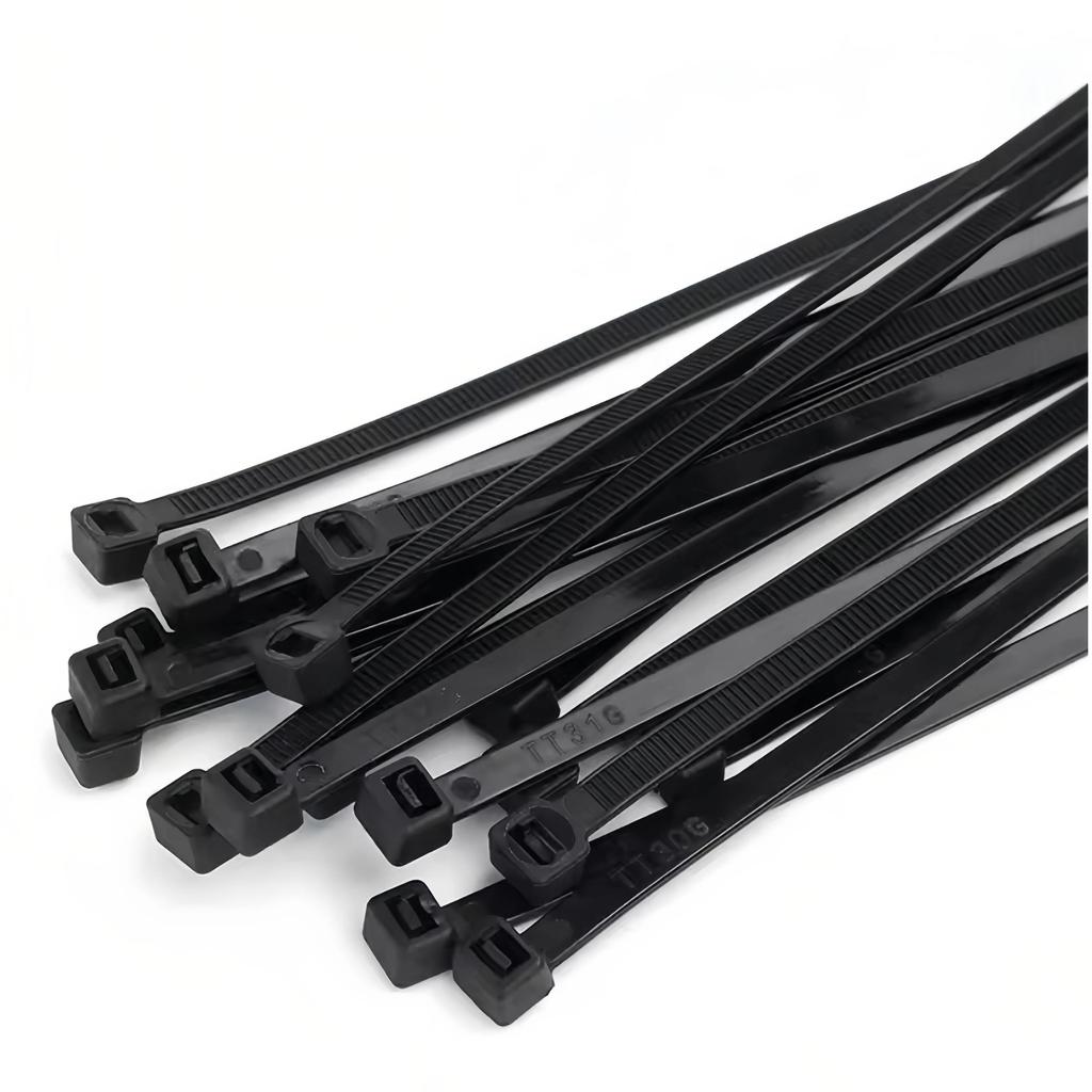 100 Black Nylon Cable Ties, High Tensile Strength, Uv Resistant, Fastening Loop Ties, Self-Locking, Suitable For Home And Office Wire Management