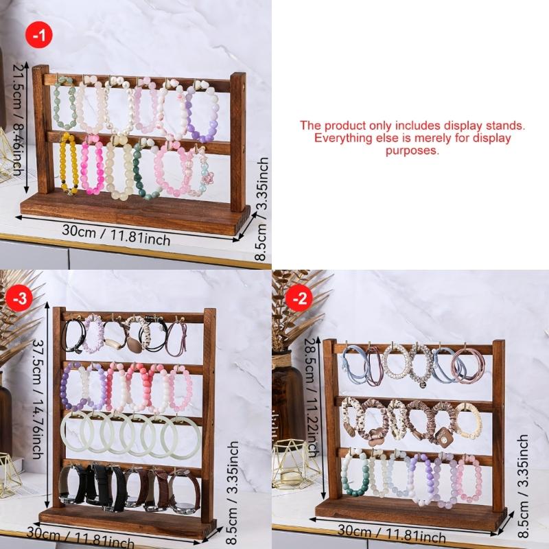 Wooden Jewelry Display Stand For Earrings Necklaces Keychains And Pendants With Natural Finish For Home Or Store Presentation