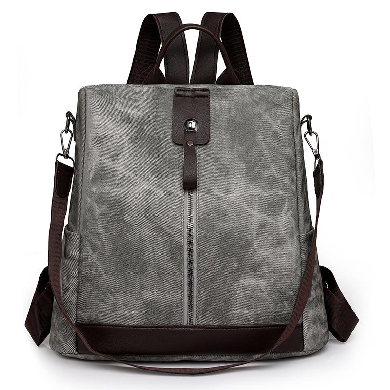 

Рюкзак на молнии, женский цветной рюкзак, женский противоугонный школьный рюкзак серый