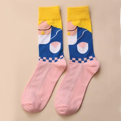 Women's Spring and Autumn Fashion New Color Matching 3D Digital Print Tube Socks