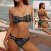 Black & White Striped Bandeau Bikini - Sexy Fashion Swimwear