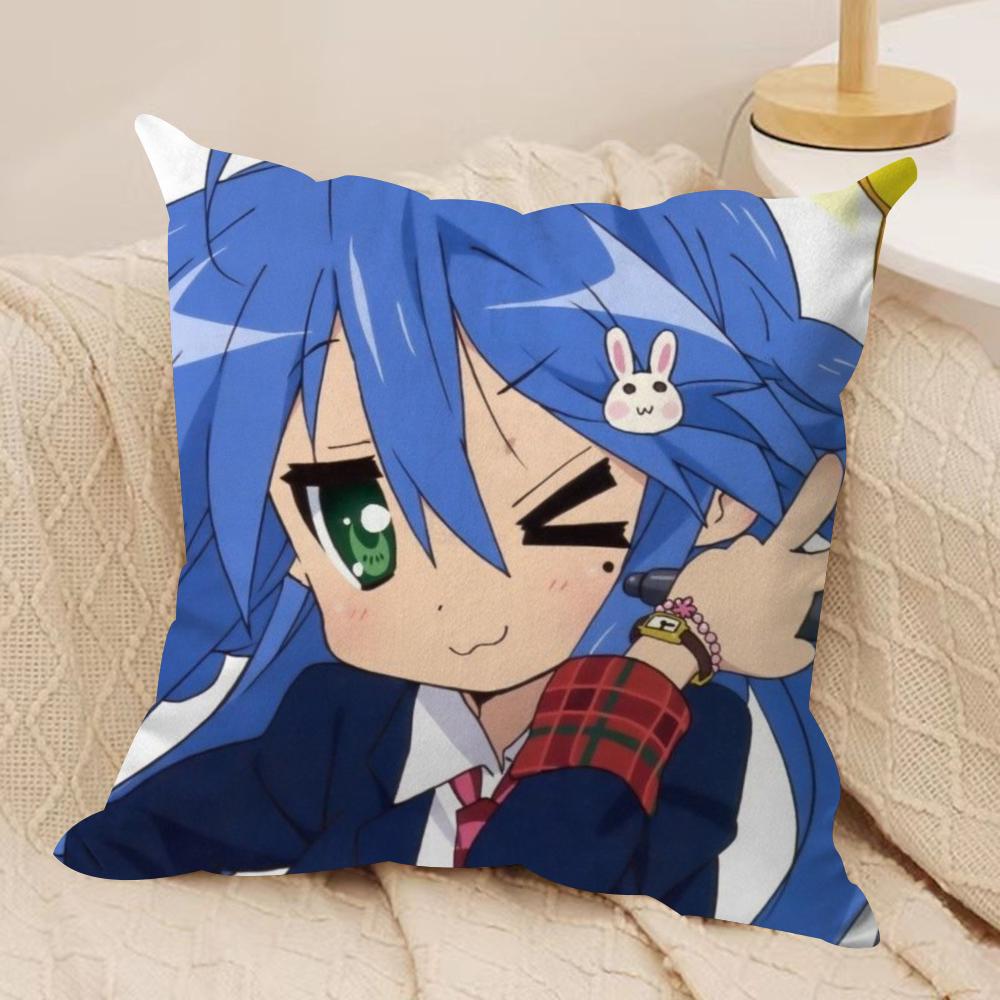 Anime L-Lucky Star K-konata Cushion Cover Soft Plush Fabric Double-Sided Printed Sofa Cushion Cover for All Seasons Home Decor