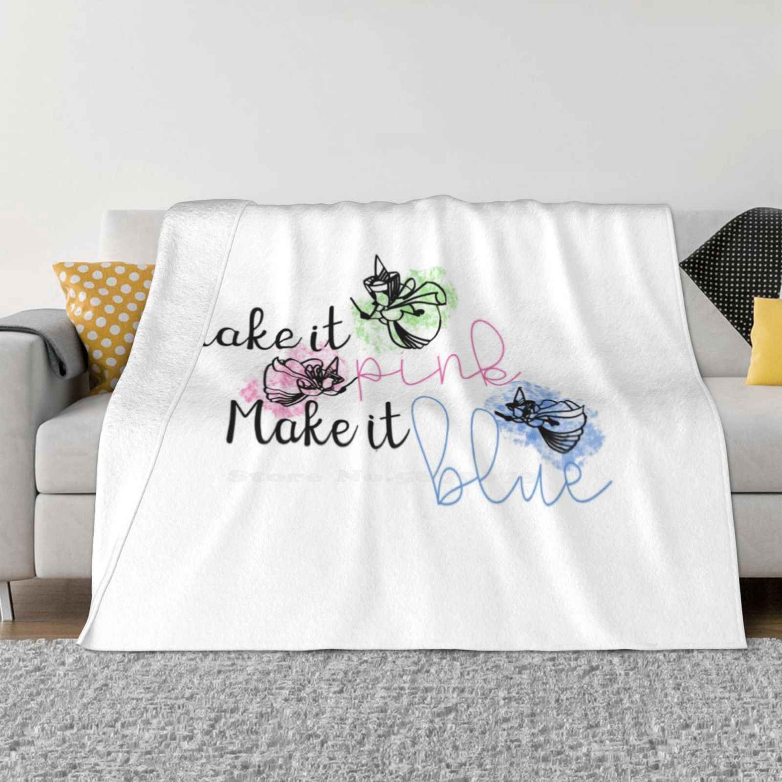 Make It Pink , Make It Blue. For Home Sofa Bed Camping Car Plane Travel Portable Blanket Sleeping Beauty Princess Aurora 30x40in