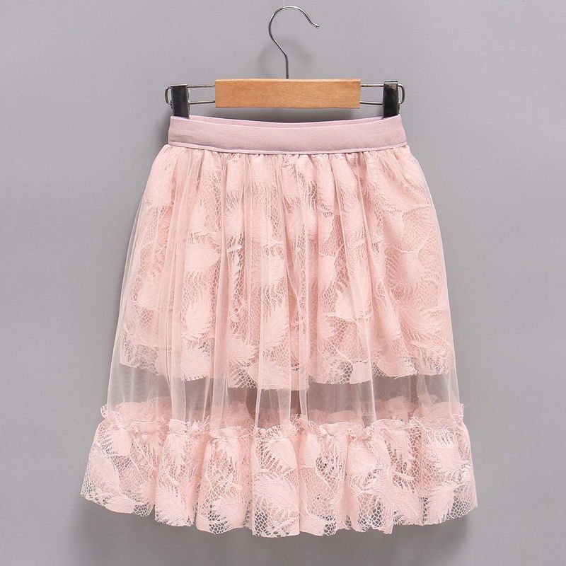 Children's Clothing Girls' Half Skirt Summer Children's Mesh Skirt Long Skirt Girls' Puffy Skirt Lace Pleated Skirt