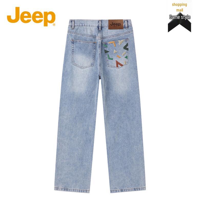 Jeep American Retro Streetwear Straight-Leg Jeans
