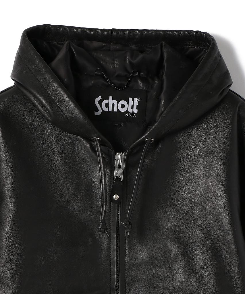 Schott NYC Leather Size Full-Zip Parka, Men's, 2XL, Black, 010, 782-3950080