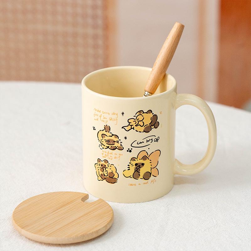 Korean Version of Cartoon Brown Butterfly Mug Ins Windy Good Looking Water Cup Summer Student Water Cup Coffee Cup