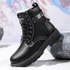 Men's Work Boots Winter Warm Plush Non-slip Soft-sole Comfort Outdoor Casual Boots Fashion Joker Plus Size High-top Cotton Boots