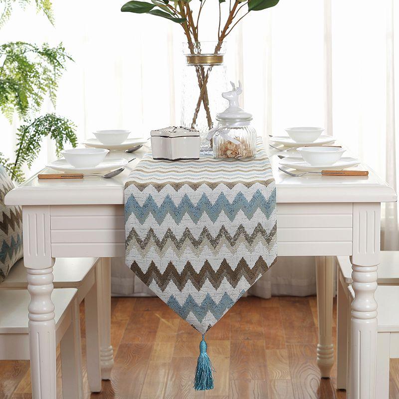

Linen Table Runner Dining Table Fabric Bench Decorative Cloth American Living Room Coffee Table Flag Minimalist Modern Cotton and Linen Bed Runner Line incense-Blue 45*45cm pillow cover with core