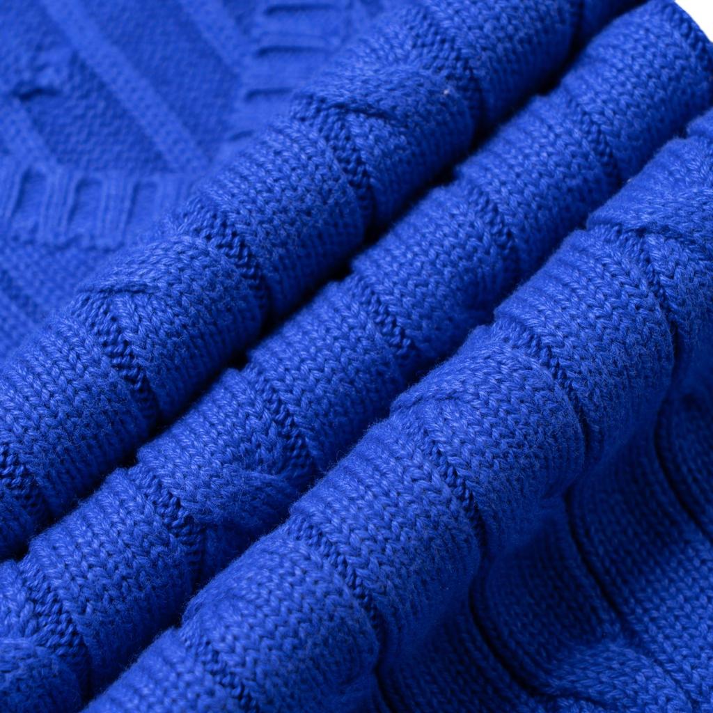 Polo Ralph Lauren Solid Color Cable Knit V-Neck Sweater Women sweater Royal-Blue 211891641-006