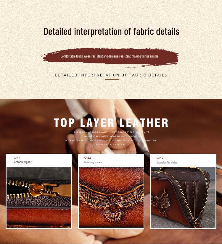 Unisex Genuine Leather Cowhide Wallet with Large Capacity Card Slots and Mobile Phone Pocket