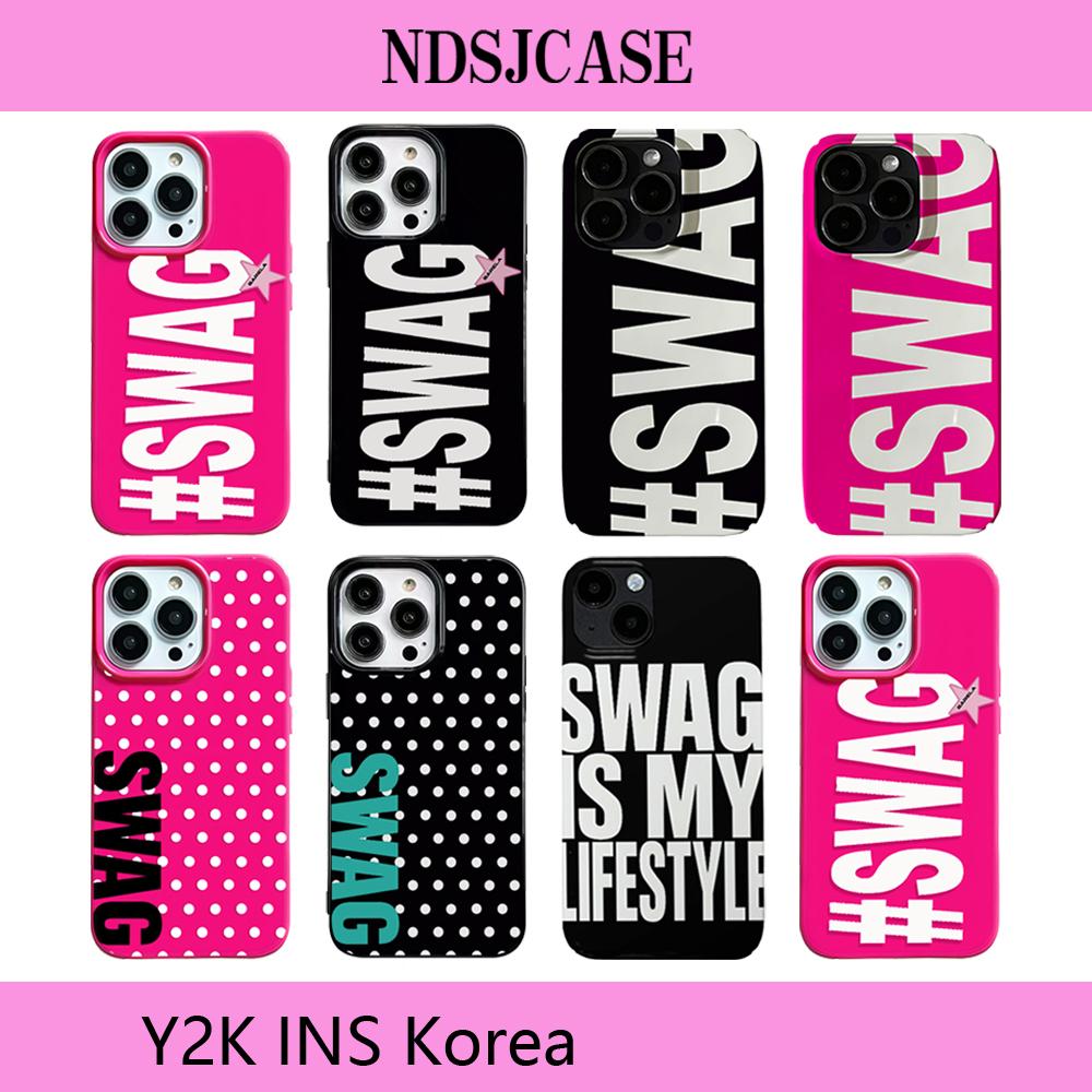 Luxury Creative SWAG Letters Phone Case for iPhone 17 16 15 14 13 12 11 Pro Max X XS XR Plus Air Glossy Film Hard PC Cover