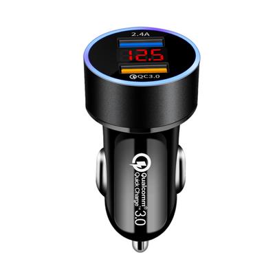 Universal Durable Digital Display 5VQC3.0+2.4A Dual USB Car Charger Adapter