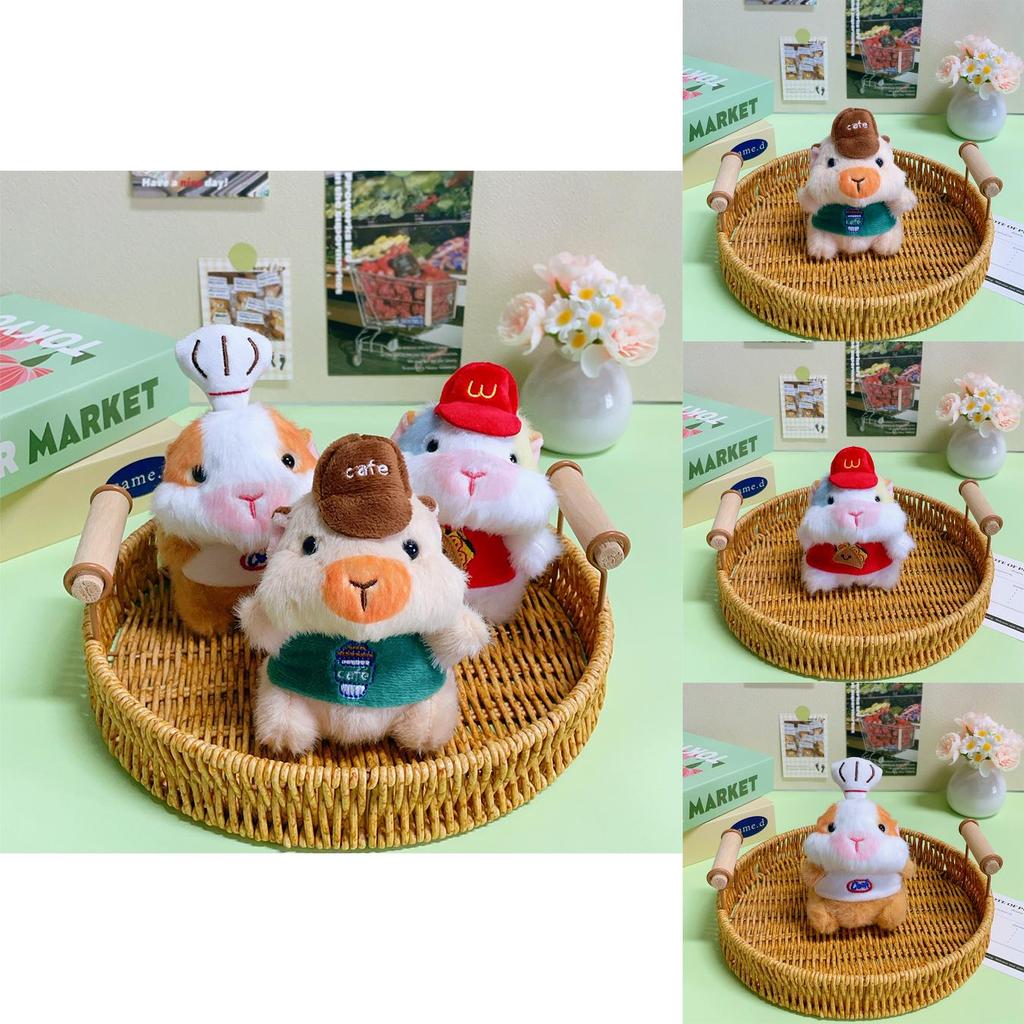 Adorable Hamster Handheld Plush Doll With Keychain For Office Desk Decor