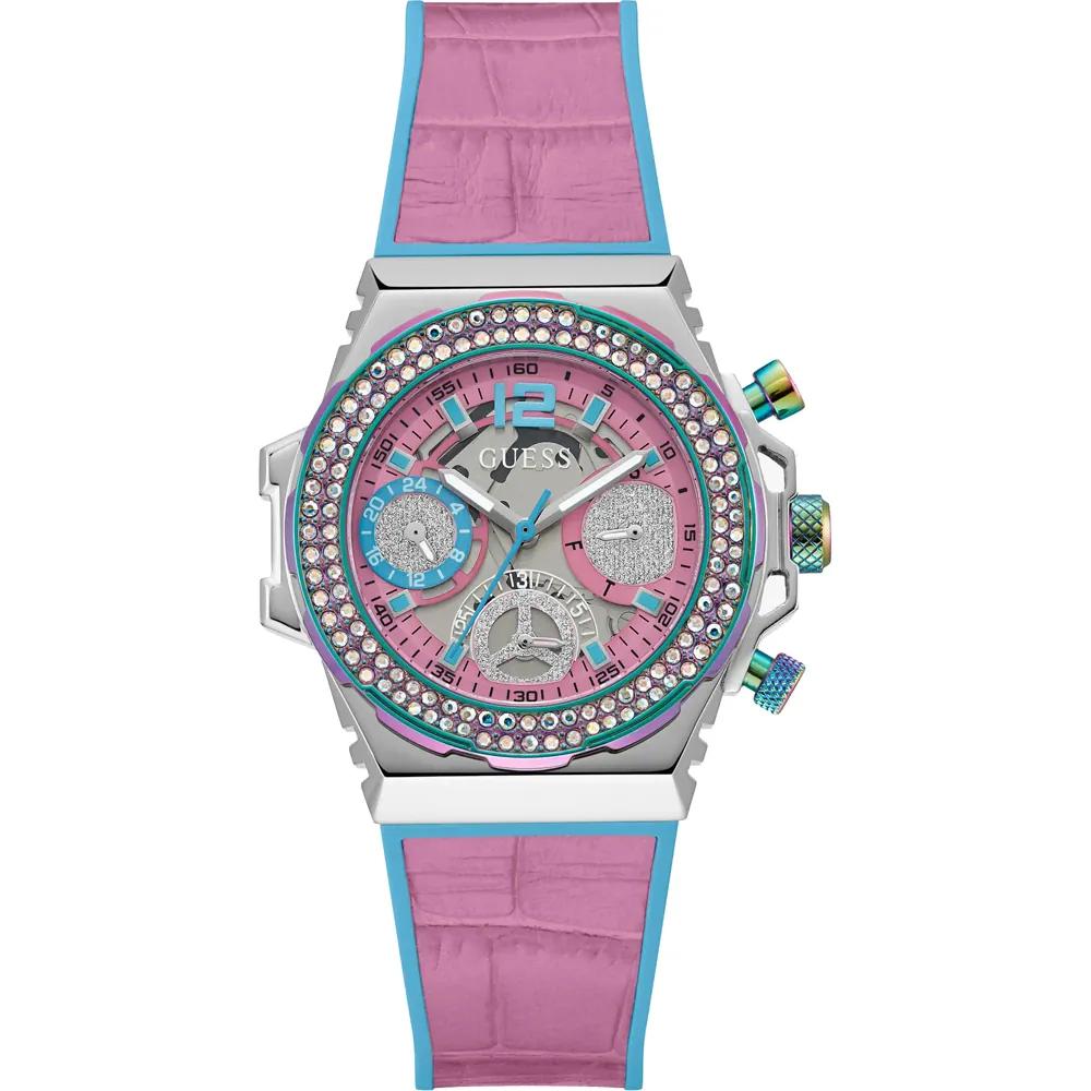GUESS Fusion Pink Stainless Steel & Leather over Silicone Ladies  Quartz GW0553L5 Watch розовый