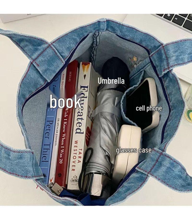 2024 Snoopy Denim Tote: Cute Cartoon Lunch Bag & Small Box