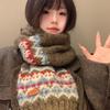 Fair Island Wind Wool Knitted Christmas Scarf Women's Winter Thickened Warm Scarf New Korean Atmosphere